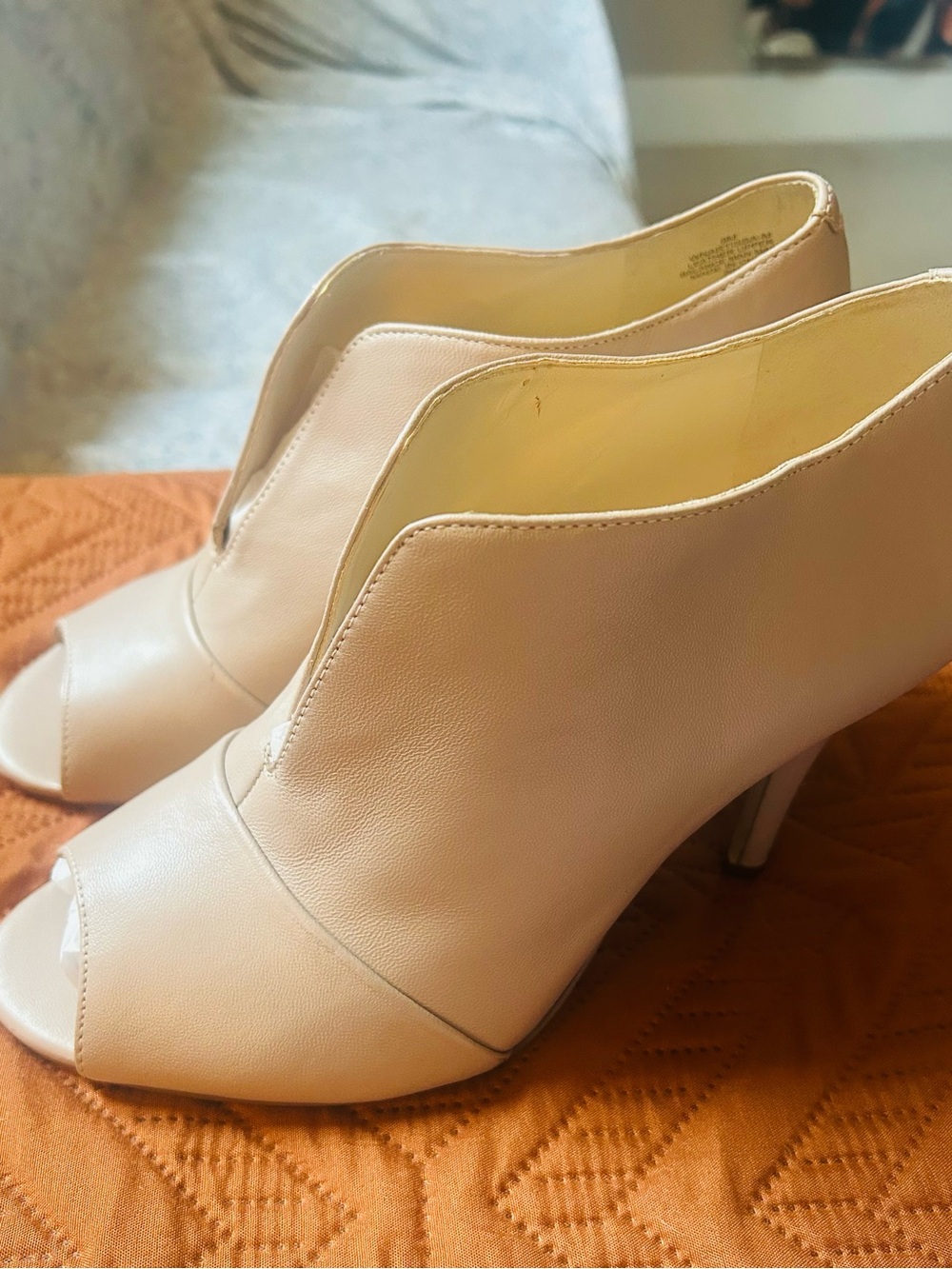 Nine West Nude Peep-Toe Ankle Booties